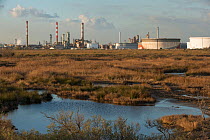 Fos-sur-Mer industrial complexes and salt marsh, Camargue, France, December 2012.