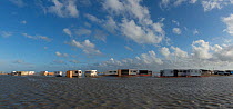 Caravans flooded by the sea on the beach of Piemanson, Arles, Camargue, France. May 2013.