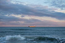 Tanker waiting to enter Marseille harbour, France, November 2012.