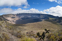 Lava filled caldera of highest Galapagos volcano - Wolf Volcano (5400ft) Isabela Island, Galapagos, Ecuador. December 2008.