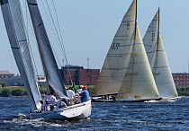 12 metre yachts &#39;Laura&#39;, &#39;Victory 83&#39;, and &#39;New Zealand&#39; during the New York Yacht Club Annual Regatta, New York, USA, June 2013. All non-editorial uses must be cleared individ...