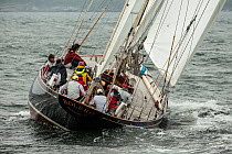 &#39;Bolero&#39; with her crew during the Classic Yacht Regatta, Newport, Rhode Island, USA, August 2013. All non-editorial uses must be cleared individually.