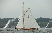 &#39;Spartan&#39;, a 72 foot Herreschoff, built in 1913, competing in the Classic Yacht Regatta, Newport, Rhode Island, USA, August 2013. All non-editorial uses must be cleared individually.