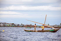 Fishing boat with Remba Island in background, Lake Victoria, Kenya.