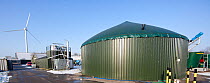 View of an anaerobic digester in a biogas plant, Spain, January, 2013.