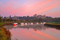 A view toward Arundel Castle at dawn, West Sussex, England, UK. October 2012.