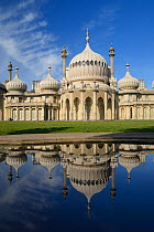 The Royal Pavilion at Brighton reflected in water, Brighton, Sussex, England, UK. October 2012.