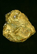 Chalcopyrite (CuFeS2) a mineral ore of copper, from Madan, Bulgaria. This is a copper iron sulfide mineral that crystallizes in the tetragonal system.