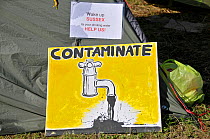 Anti-fracking protest, sign, Balcombe, West Sussex, England. 19th August 2013.