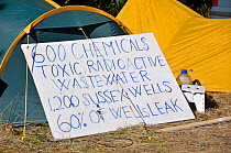 Anti-fracking protest, sign, Balcombe, West Sussex, England. 19th August 2013.