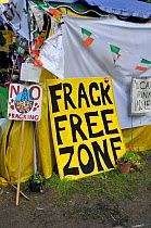 Anti-fracking protest signs, Balcombe, West Sussex, England. 19th August 2013.