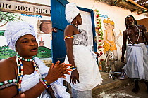 Voodoo / Vodun priestesses at ceremony, Grand Popo, Benin, Africa, February 2011.
