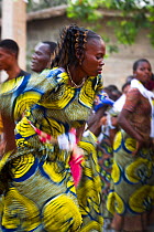 Women dancing during Zangbeto voodoo ceremony. Benin, Africa, February 2011.