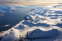 Aerial View of Spitzbergen, Svalbard Archipelago in June. Norway.