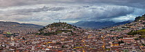 Panorama of the city and Virgin of Quito on Panecillo Hill from the Basilica, Quito, Ecuador, September 2010.