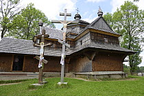 The wooden Church of the Ascension in Yasinya, Transcarpathia, Ukraine, July 2103.