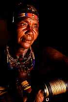 Portrait of elderly Ovahakaona woman, Kaokoland, Namibia.