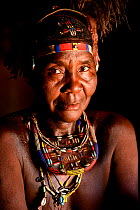Portrait of elderly Ovahakaona woman, Kaokoland, Namibia.