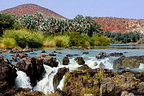 Epupa falls on the Kunene river, on the border between Namibia and Angola. Kaokoland, Namibia, September 2013.