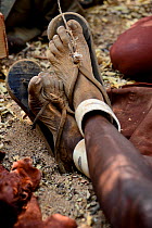 Leather sandals worn by himba woman. Kaokoland, Namibia, September 2013.