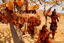 Himba stall selling crafts, Kaokoland, Namibia, February 2005.