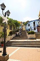 Steps and Las Penas galleries, with cafes and shops Guayaquil, Ecuador, August 2010.