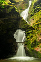 St Nectan's Kieve, a sixty foot waterfall, Saint Nectan's Glen, near Trethevy, Tintagel, north Cornwall, UK, May 2013.