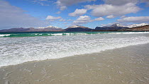 View from Traigh Rosamol beach towards the North Harris mountains, Isle of Harris, Outer Hebrides, Scotland, UK, April 2012.