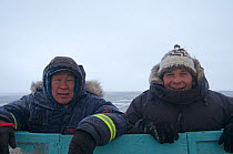 Jack Kayotuk and photographer Steven Kazlowski, Kaktovik, Barter Island, North Slope of the Brooks Range, Beaufort Sea, Alaska, October.