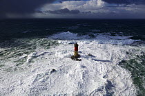 Stormy seas at the Pierres Noires lighthouse, Le Conquet, Armorique Regional Park. Finistere, Brittany, France, Iroise Sea. February 2014.  France, Bretagne, Finistere, Mer d'Iroise, parc naturel re...
