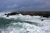 Rough seas during Storm 'Ruth', Ile d'Ouessant, Armorique Regional Park. Iles du Ponant, Finistere, Brittany, France, Iroise Sea. 8th February 2014.  France, Bretagne, Finistere, Mer d'Iroise, Iles...