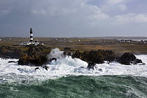 Rough seas during Storm 'Ruth', Ile d'Ouessant, Armorique Regional Park. Iles du Ponant, Finistere, Brittany, France, Iroise Sea. 8th February 2014.  France, Bretagne, Finistere, Mer d'Iroise, Iles...