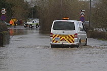 Van used as rescue vehicle during February 2014 flooding, Upton upon Severn, Worcester, England, UK, 9th February 2014.