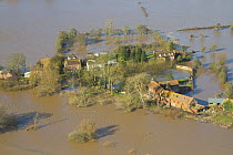 Farm flooded by River Severn during February 2014 floods, Gloucestershire, England, UK, 7th February 2014.