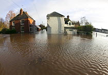 Flooded house during the February 2014 floods, Upton upon Severn, Worcestershire, England, UK, 9th February 2014.