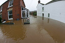 Fish eye view of flooded houses during the February 2014 floods at Upton upon Severn, Worcestershire, England, UK, 9th February 2014.