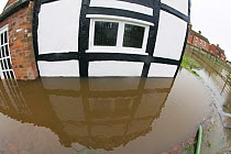 Fish eye view of flooded house during the February 2014 floods, Upton upon Severn, Worcestershire, England, UK, 9th February 2014.