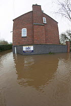 Fish eye view of flooded house during the February 2014 floods, Upton upon Severn, Worcestershire, England, UK, 9th February 2014.