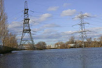 Flooding around GCHQ electrical sub station following February 2014 floods, Gloucestershire, England, UK, 7th February 2014.
