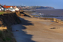 View of coastal sea defences, Walcott, Norfolk, England, UK, February.