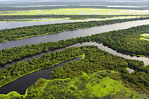 Anavilhanas Archipelago in the Rio Negro, and flooded forest or 'Varzea forest' Amazonas, Brazil. February 2011