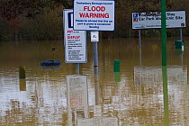 Car park flooded during January 2014 flooding from River Severn, Tewkesbury, Gloucestershire, England, UK, 8th January 2014.