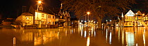 Flooded town of Datchet at night during February 2014 flooding, Berkshire, England, UK, 11th Februay 2014.