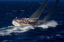 Mega yacht 'Visione' racing in the 2013 St. Barths Bucket Regatta, March 2013, Caribbean. All non-editorial uses must be cleared individually.