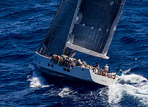 Mega yacht 'Indio' racing in the 2013 St. Barths Bucket Regatta, March 2013, Caribbean. All non-editorial uses must be cleared individually.