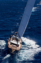 Mega yacht 'Prana' racing in the 2013 St. Barths Bucket Regatta, March 2013, Caribbean. All non-editorial uses must be cleared individually.