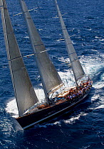 Mega yacht racing in 2013 St. Barths Bucket Regatta, March 2013, Caribbean. All non-editorial uses must be cleared individually. All non-editorial uses must be cleared individually.