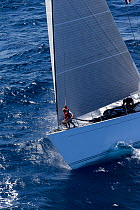 Mega yacht 'Unfurled' racing in 2013 St. Barths Bucket Regatta, March 2013, Caribbean. All non-editorial uses must be cleared individually.
