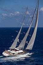 Mega yacht 'Rosehearty' racing in 2013 St. Barths Bucket Regatta, March 2013, Caribbean. All non-editorial uses must be cleared individually.