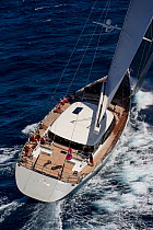 Mega yacht 'Zefira' racing in 2013 St. Barths Bucket Regatta, March 2013, Caribbean. All non-editorial uses must be cleared individually.